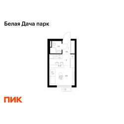 Планировка студии(квартира) площадью 19 квадратных метров в ЖК “ЖК Белая Дача парк”
