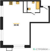 Планировка однокомнатной(квартира) площадью 39.9 квадратных метров в “ЖК Гоголь парк”