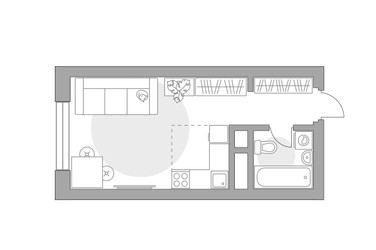 Планировка студии(квартира) площадью 21.44 квадратных метров в ЖК “ЖК Ильинойс”