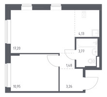 Планировка однокомнатной(квартира) площадью 40.79 квадратных метров в “ЖК Подольские кварталы”