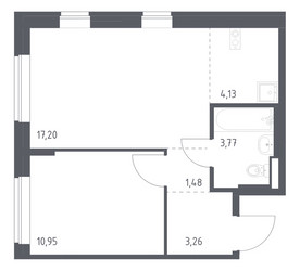 Планировка однокомнатной(квартира) площадью 40.79 квадратных метров в ЖК “ЖК Подольские кварталы”