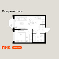 Планировка однокомнатной(квартира) площадью 31.6 квадратных метров в “ЖК Саларьево парк”