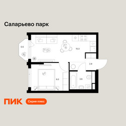 Планировка однокомнатной(квартира) площадью 31.6 квадратных метров в ЖК “ЖК Саларьево парк”