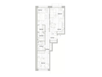 Планировка двухкомнатной(квартира) площадью 80.85 квадратных метров в ЖК “Архитектурный проект Мыс”