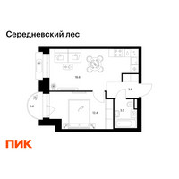 Планировка однокомнатной(квартира) площадью 38.7 квадратных метров в “ЖК Середневский лес”