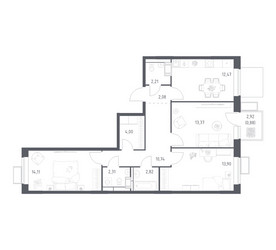 Планировка трехкомнатной(квартира) площадью 77.5 квадратных метров в ЖК “ЖК Алхимово”