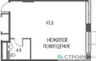 Планировка студии(квартира) площадью 47.7 квадратных метров в “ЖК Резиденции Архитекторов”