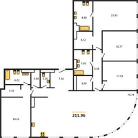 Планировка 4+ комнатной(квартира) площадью 211.96 квадратных метров в “ЖК Sky View (Скай Вью)”