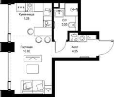 Планировка студии(квартира) площадью 24.9 квадратных метров в “ЖК СЕТ”