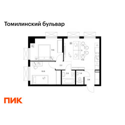 Планировка двухкомнатной(квартира) площадью 49.8 квадратных метров в ЖК “ЖК Томилинский бульвар”