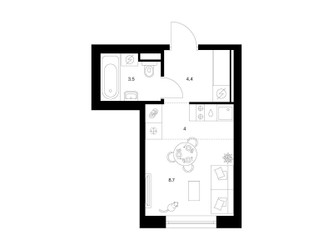 Планировка студии(квартира) площадью 20.6 квадратных метров в ЖК “ЖК Матвеевский парк”