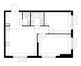 Планировка двухкомнатной(квартира) площадью 49.7 квадратных метров в ЖК “ЖК Волжский Парк”