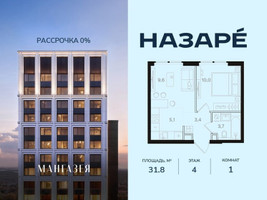 Планировка однокомнатной(квартира) площадью 31.8 квадратных метров в “ЖК НАЗАРÉ (Мангазея в Богородском)”