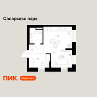 Планировка студии(квартира) площадью 28.6 квадратных метров в “ЖК Саларьево парк”