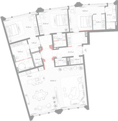 Планировка трехкомнатной(квартира) площадью 205.6 квадратных метров в ЖК “ЖК Николь”