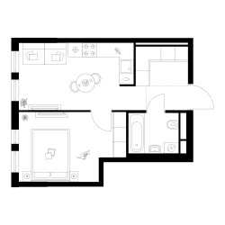 Планировка однокомнатной(квартира) площадью 35.2 квадратных метров в ЖК “Квартал Мит”