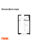Планировка студии(квартира) площадью 24.8 квадратных метров в “ЖК Белая Дача парк”