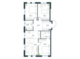 Планировка 4+ комнатной(квартира) площадью 79.6 квадратных метров в “ЖК Level Нижегородская”