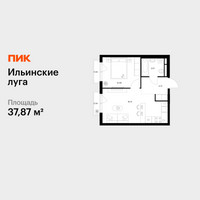 Планировка однокомнатной(квартира) площадью 37.87 квадратных метров в “ЖК Ильинские луга”