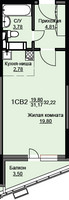 Планировка студии(квартира) площадью 32.6 квадратных метров в “ЖК Соболевка”