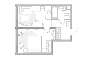 Планировка однокомнатной(квартира) площадью 40.05 квадратных метров в ЖК “ЖК Мневники от Гранель”