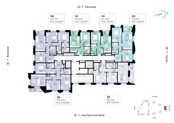Планировка трехкомнатной(квартира) площадью 106.51 квадратных метров в ЖК “СберСити в Рублево-Архангельском”