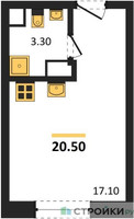 Планировка студии(квартира) площадью 20.5 квадратных метров в “ЖК Школьный”