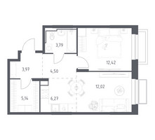 Планировка однокомнатной(квартира) площадью 48.11 квадратных метров в “ЖК Долина Яузы”