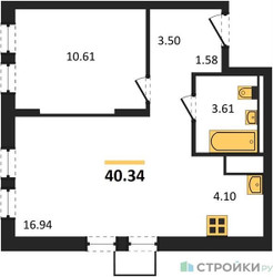 Планировка однокомнатной(квартира) площадью 40.34 квадратных метров в ЖК “ЖК Горки Парк”