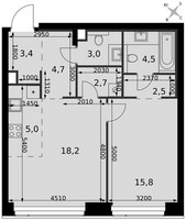 Планировка двухкомнатной(квартира) площадью 59.8 квадратных метров в “ЖК Амбер Сити”