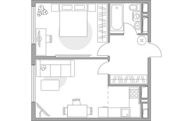 Планировка двухкомнатной(квартира) площадью 49.3 квадратных метров в ЖК “ЖК Бригантина”