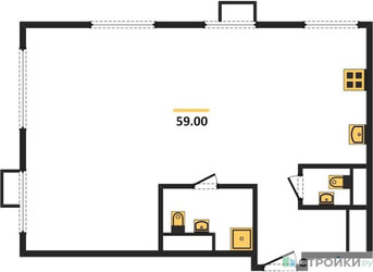 Планировка двухкомнатной(квартира) площадью 58.8 квадратных метров в ЖК “ЖК Сиреневый парк”