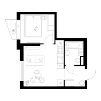 Планировка однокомнатной(квартира) площадью 29.1 квадратных метров в “ЖК Онежский вал”