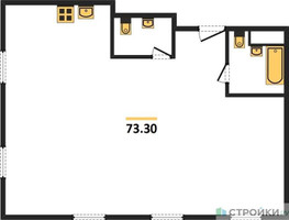 Планировка двухкомнатной(квартира) площадью 73.3 квадратных метров в “ЖК Движение. Тушино”