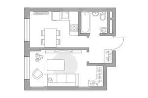 Планировка однокомнатной(квартира) площадью 33.12 квадратных метров в “ЖК Живописный”