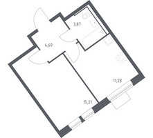 Планировка однокомнатной(квартира) площадью 35.05 квадратных метров в “ЖК Молжаниново”