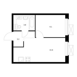 Планировка однокомнатной(квартира) площадью 32 квадратных метров в ЖК “ЖК Зеленый парк”