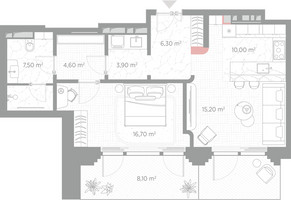 Планировка однокомнатной(квартира) площадью 72.3 квадратных метров в “ЖК Николь”