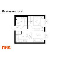 Планировка однокомнатной(квартира) площадью 30.87 квадратных метров в “ЖК Ильинские луга”