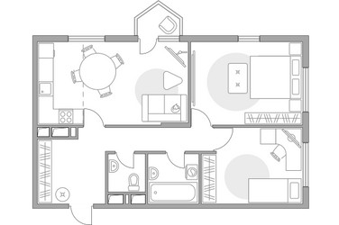 Планировка трехкомнатной(квартира) площадью 70.1 квадратных метров в ЖК “ЖК Бригантина”
