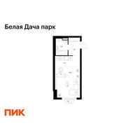 Планировка студии(квартира) площадью 29 квадратных метров в “ЖК Белая Дача парк”