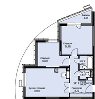 Планировка двухкомнатной(квартира) площадью 61.1 квадратных метров в “ЖК Соболевка”