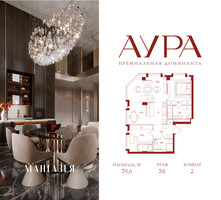 Планировка двухкомнатной(квартира) площадью 79.6 квадратных метров в “ЖК АУРА”