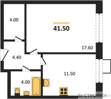 Планировка однокомнатной(квартира) площадью 41.5 квадратных метров в “ЖК Skolkovo ONE (Сколково Уан)”