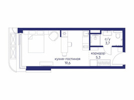 Планировка студии(квартира) площадью 28.62 квадратных метров в “ЖК Остров”