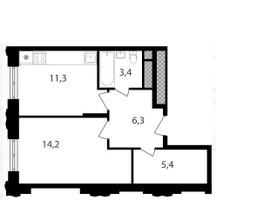 Планировка однокомнатной(квартира) площадью 40.6 квадратных метров в “ЖК Варшавские ворота”