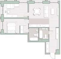 Планировка двухкомнатной(квартира) площадью 73.2 квадратных метров в “ЖК Среда на Кутузовском”