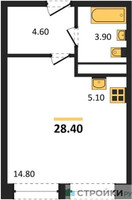 Планировка студии(квартира) площадью 28.1 квадратных метров в “ЖК Пушкино Град”