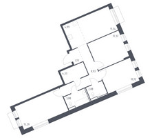 Планировка трехкомнатной(квартира) площадью 76.45 квадратных метров в “ЖК Молжаниново”