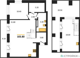Планировка однокомнатной(квартира) площадью 103.8 квадратных метров в “ЖК Квартал Метроном”